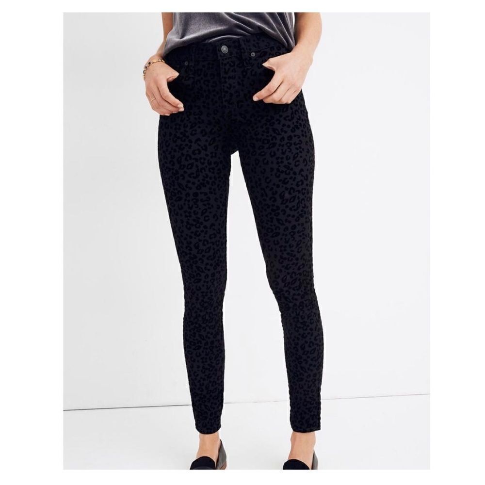 NWT Madewell Flocked Leopard Skinny Jeans U1D122